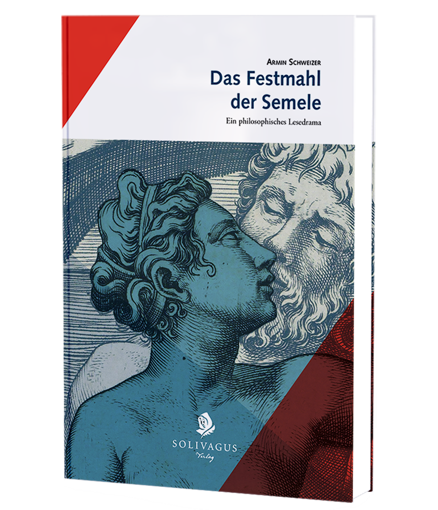 Cover mit Autor, Titel und Untertitel, Semele schaut über ihre linke Schulter, Zeus hinter ihr, beide schauen sich in die Augen